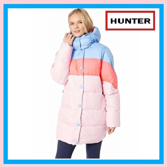 Hunter Original Puffer Jacket Vivid Blue Pink - Picture 12 of 16